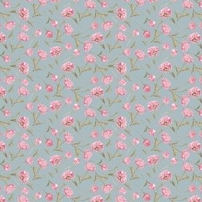 Single Peonies Scatter Pink Green on French