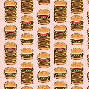 (1.5" scale) I love burgers - cookout fabric - pink C18BS