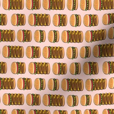 (1.5" scale) I love burgers - cookout fabric - pink C18BS (90)