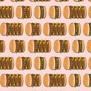 (1.5" scale) I love burgers - cookout fabric - pink C18BS (90)