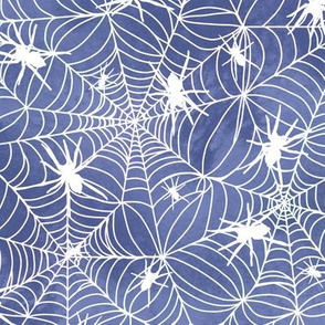 Spiderwebs - white on blue