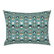 cute woodland animal heads - teal