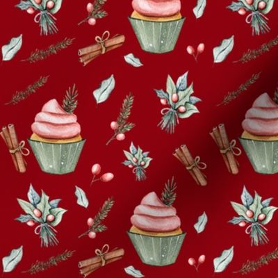 6" Festive Cupcakes // Red