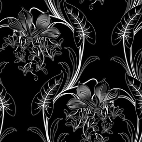 Art Nouveau Floral Pattern (Black)
