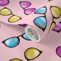 Watercolor hand drawn summer sun glasses pattern  design 