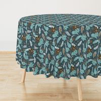 flowers and feathers boho teal turquoise brown