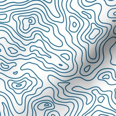 Dark Light Blue and White Stripes Wave Elevation Topographic Topo Map Pattern 