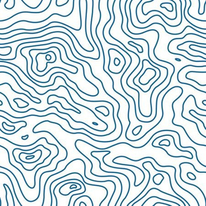 Dark Light Blue and White Stripes Wave Elevation Topographic Topo Map Pattern 