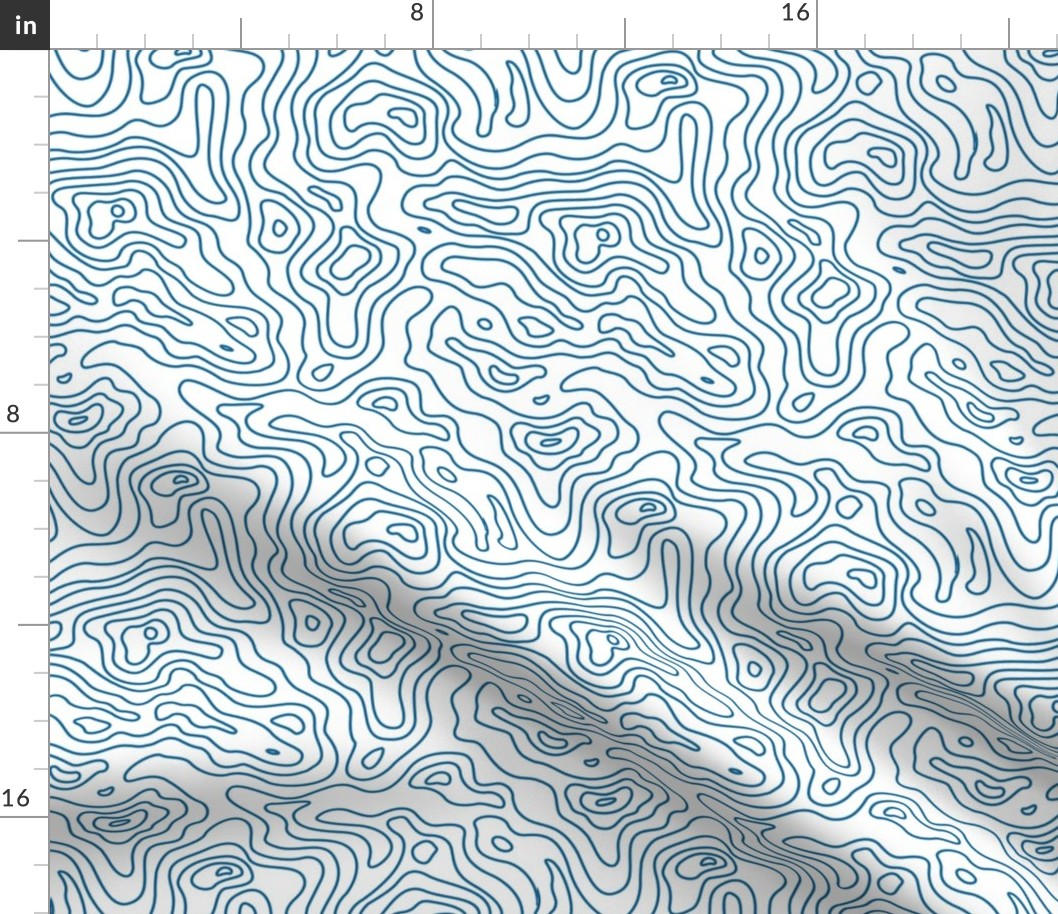 Dark Light Blue and White Stripes Wave Elevation Topographic Topo Map Pattern 