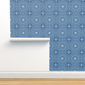 Snowflakes lace classic blue Wallpaper