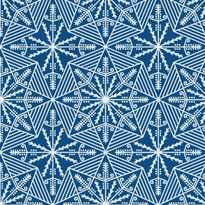 Snowflakes lace classic blue Wallpaper