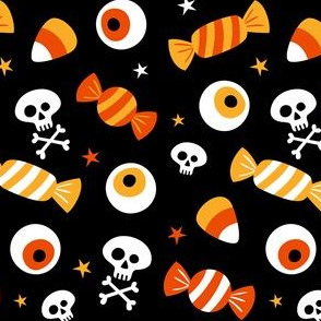 Halloween Fabric Candy, Skull and Crossbones, Candy Corn