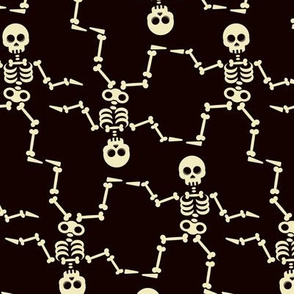 Halloween Skeletons Dancing on Black-01
