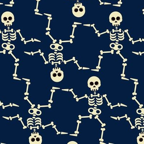 Halloween Skeletons Dancing on Blue Midnight-01