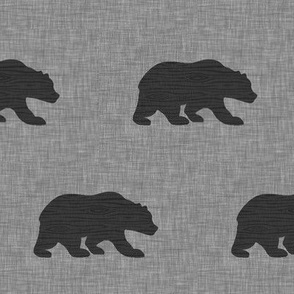 3” wood bear - black on grey