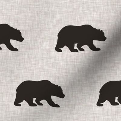 4” Black Bear on beige linen