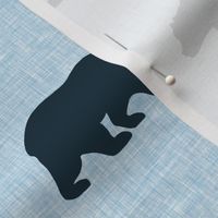 3” Navy Bear on sky blue linen