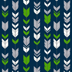 arrow Feathers - Seahawks green and grey on navy