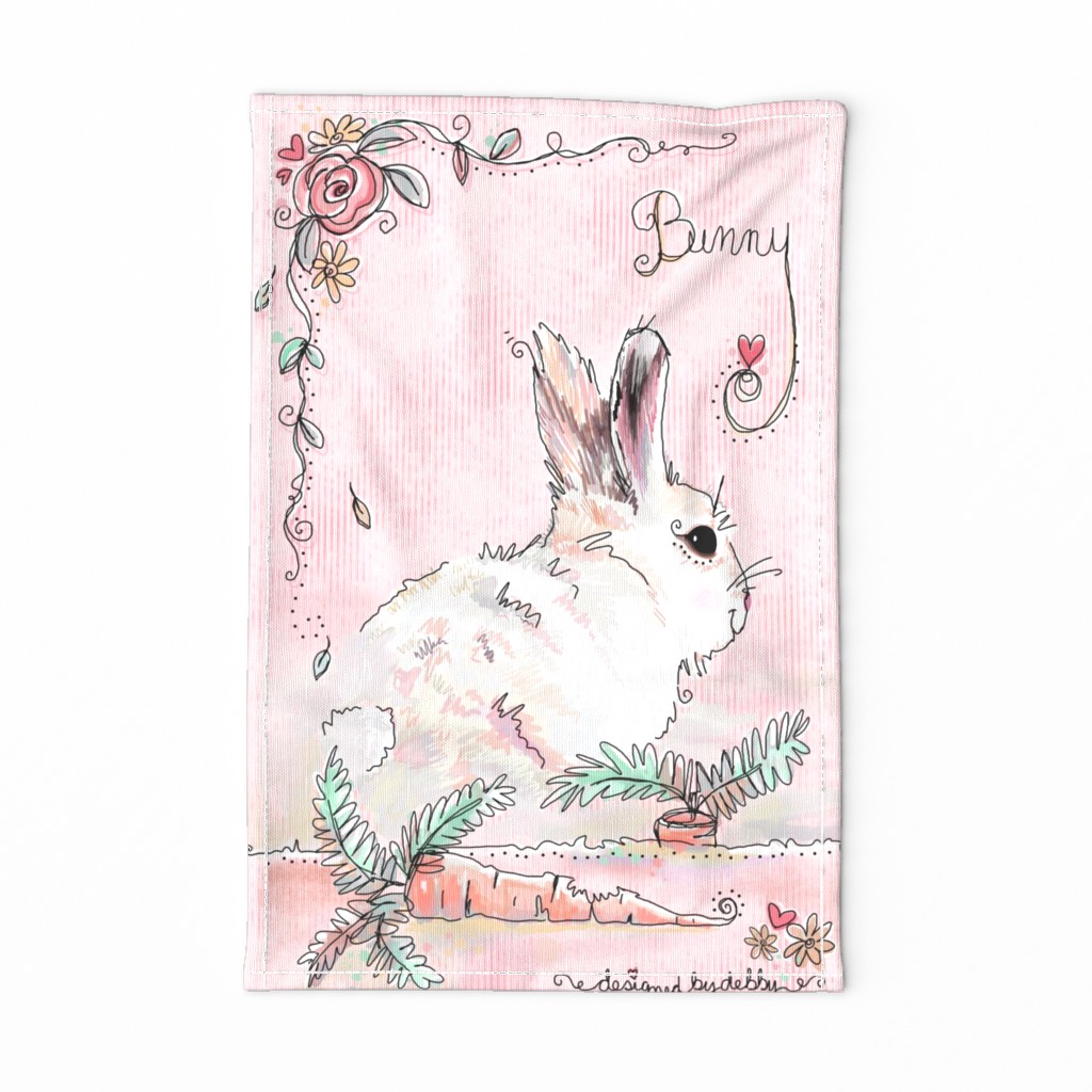 Bunny Love tea towel- pink