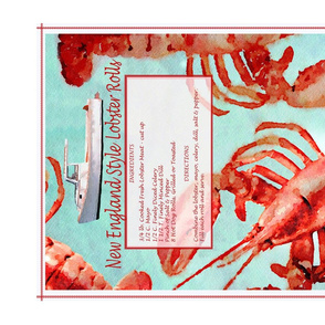Lobster Roll Recipe Towel in Watercolor