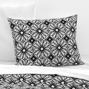 Spinning Daisy: Gray & Black Geometric Flowers