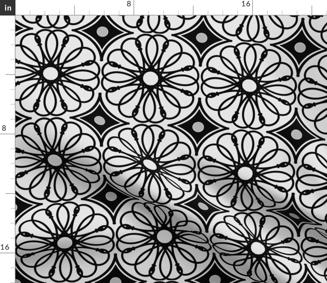 Spinning Daisy: Gray & Black Geometric Flowers