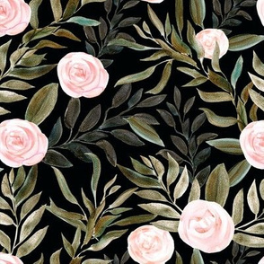 16" Woodland Blush Roses // Black