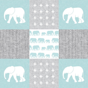 Elephant wholecloth - cross my heart - blue