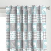 Elephant wholecloth - I love you more than you will ever know - patchwork - plaid - blue 