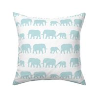 elephants march - blue on white