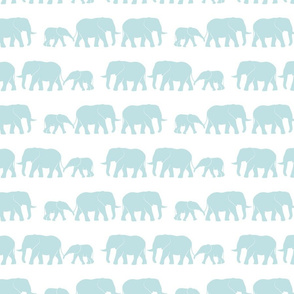 elephants march - blue on white