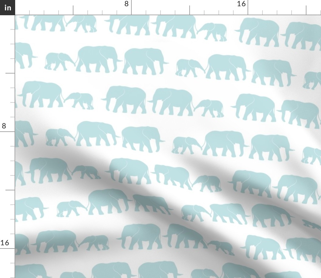 elephants march - blue on white
