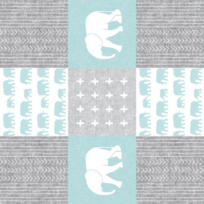 Elephant wholecloth - cross my heart - blue (90)