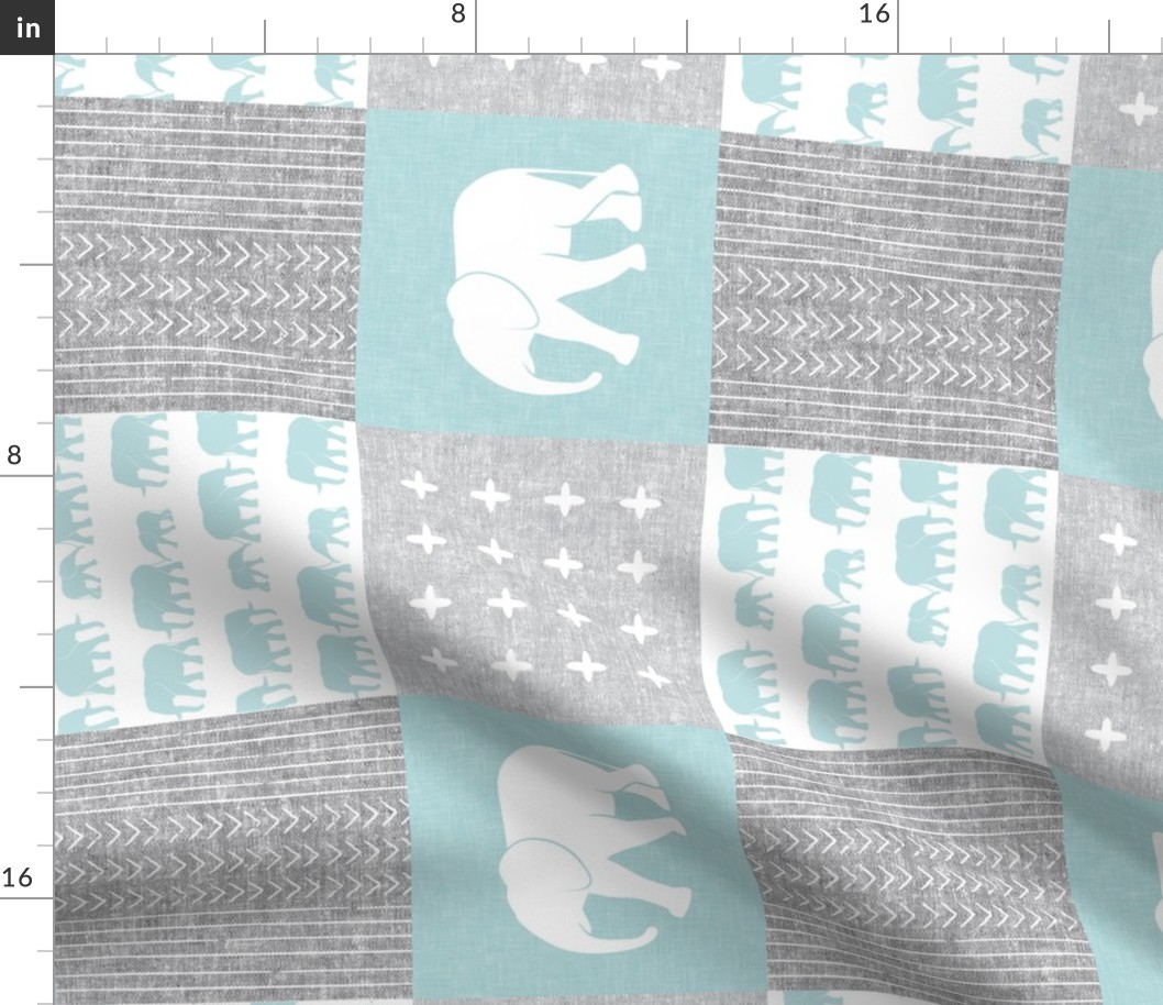 Elephant wholecloth - cross my heart - blue (90)