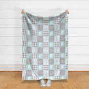 Elephant wholecloth - I love you more than you will ever know - patchwork - plaid - blue  (90)