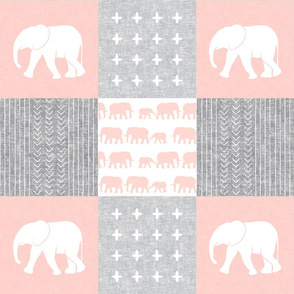 Elephant wholecloth - cross my heart - pink 