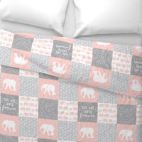 Elephant wholecloth - You are loved forever.  - pink 