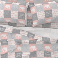 Elephant wholecloth - You are loved forever.  - pink 