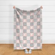 Elephant wholecloth - I love you more than you will ever know - patchwork - plaid - pink  (90)