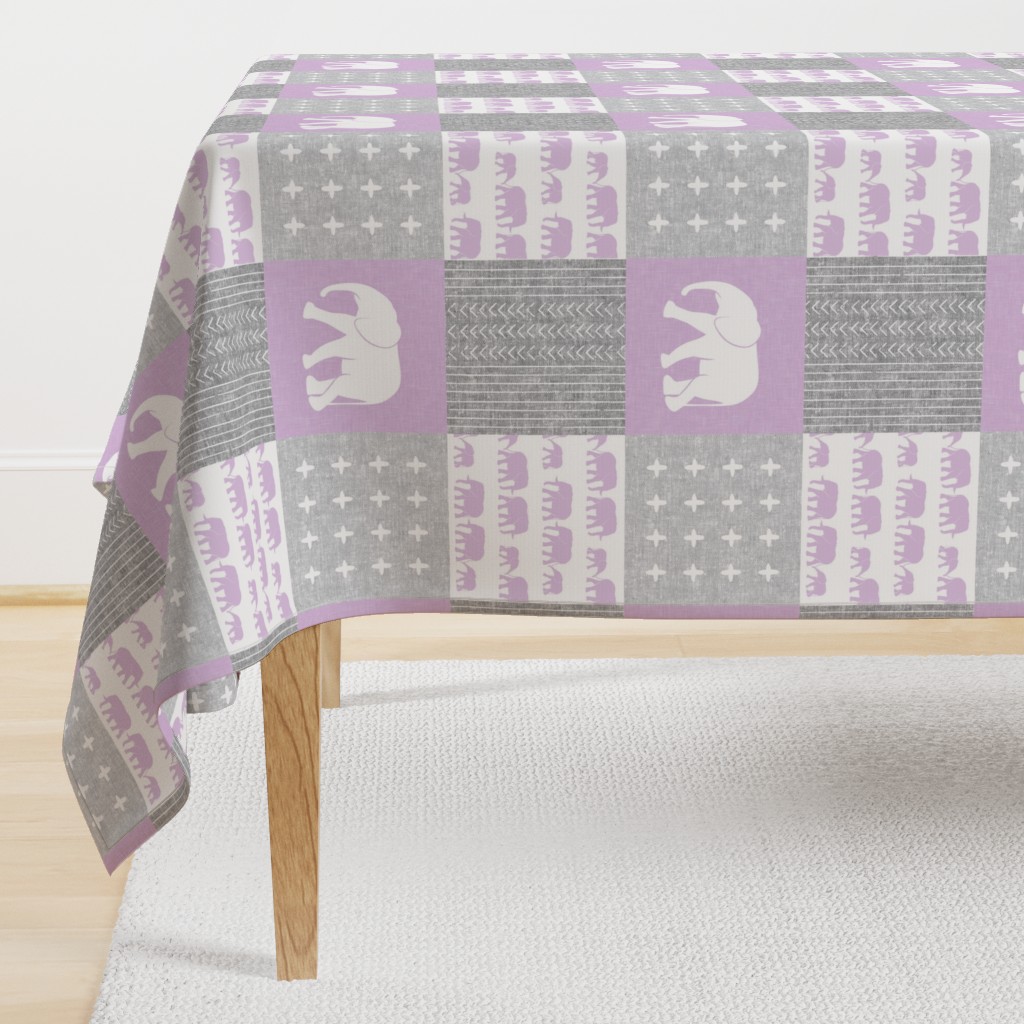 Elephant wholecloth - cross my heart - purple