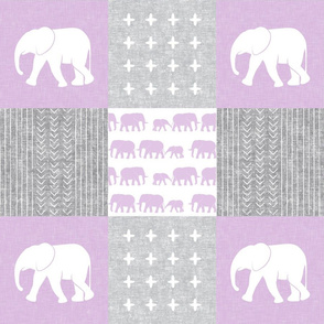 Elephant wholecloth - cross my heart - purple