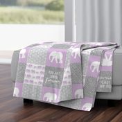 Elephant wholecloth - You are loved forever.  - purple