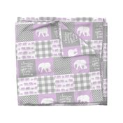 Elephant wholecloth - I love you more than you will ever know - patchwork - plaid - purple
