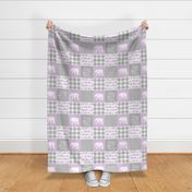 Elephant wholecloth - I love you more than you will ever know - patchwork - plaid - purple