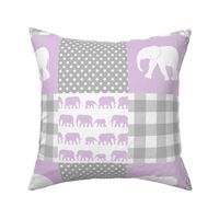 elephant wholecloth - plaid and polka dots - purple