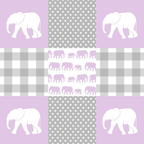 elephant wholecloth - plaid and polka dots - purple