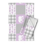 elephant wholecloth - plaid and polka dots - purple (90)