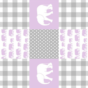 elephant wholecloth - plaid and polka dots - purple (90)