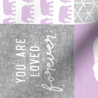 Elephant wholecloth - You are loved forever.  - purple (90)