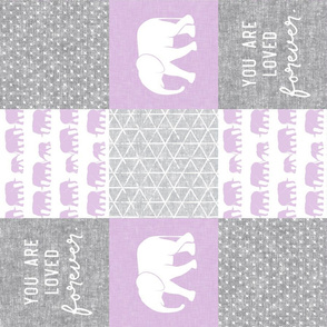 Elephant wholecloth - You are loved forever.  - purple (90)